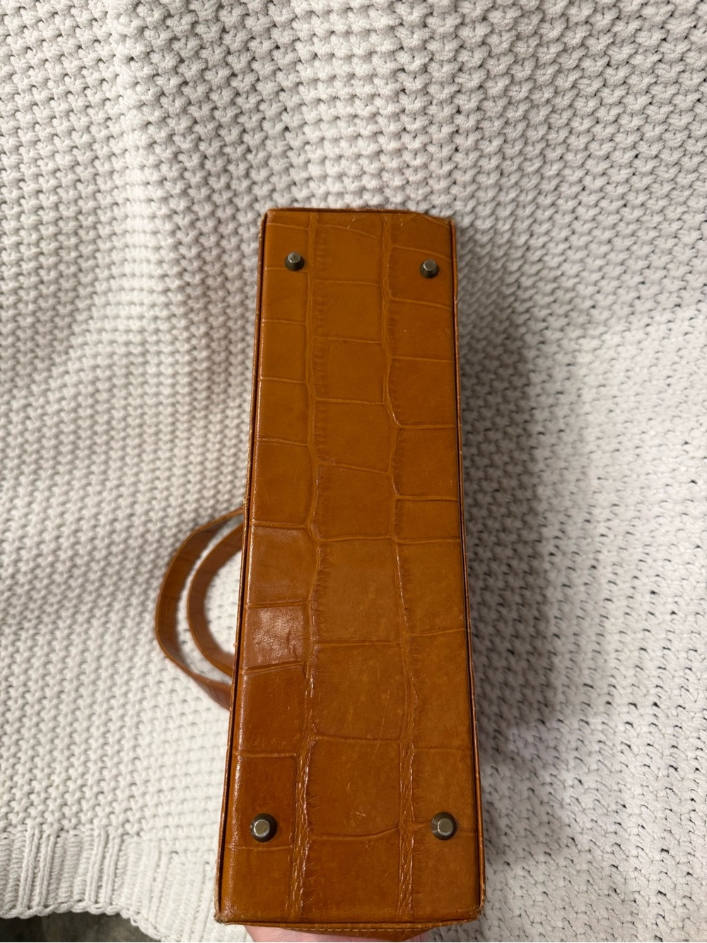 Nordstrom Croc-Embossed Leather Top-Handle Structured Frame Bag - Picture 5 of 8